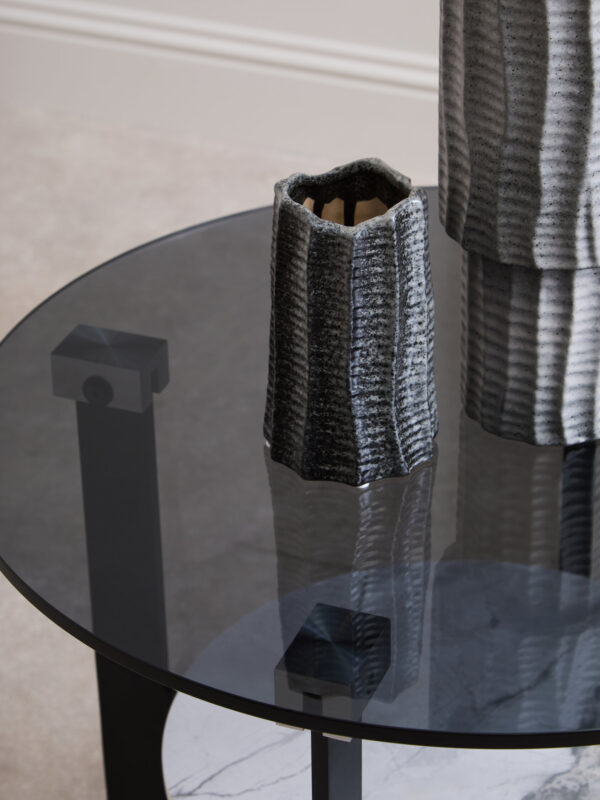 Imperia Round Grey Glass And Ceramic Small Coffee Table