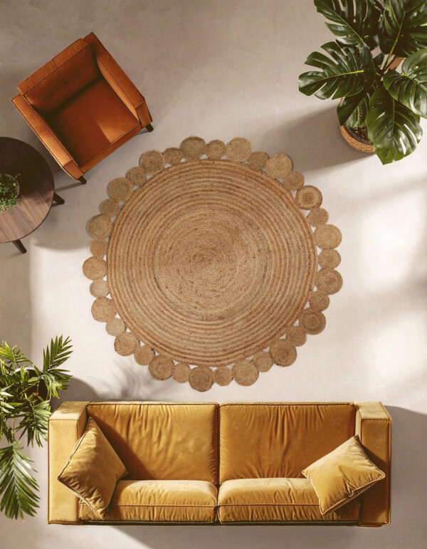 Bosie Demir Round Jute Rug with Circular Edges