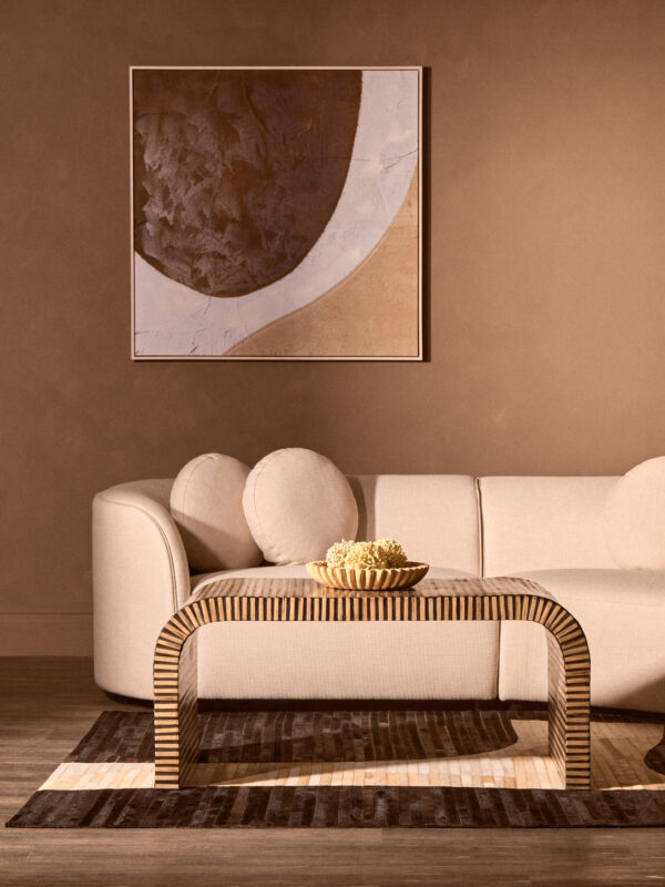 Bosie Safira Large Abstract Hair On Leather Rug