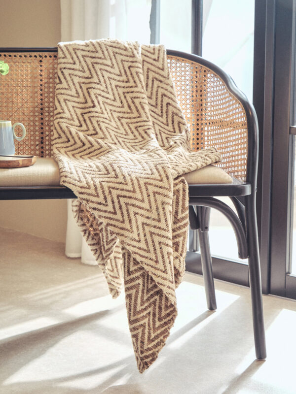 Bosie Chevron Beige Woven Throw