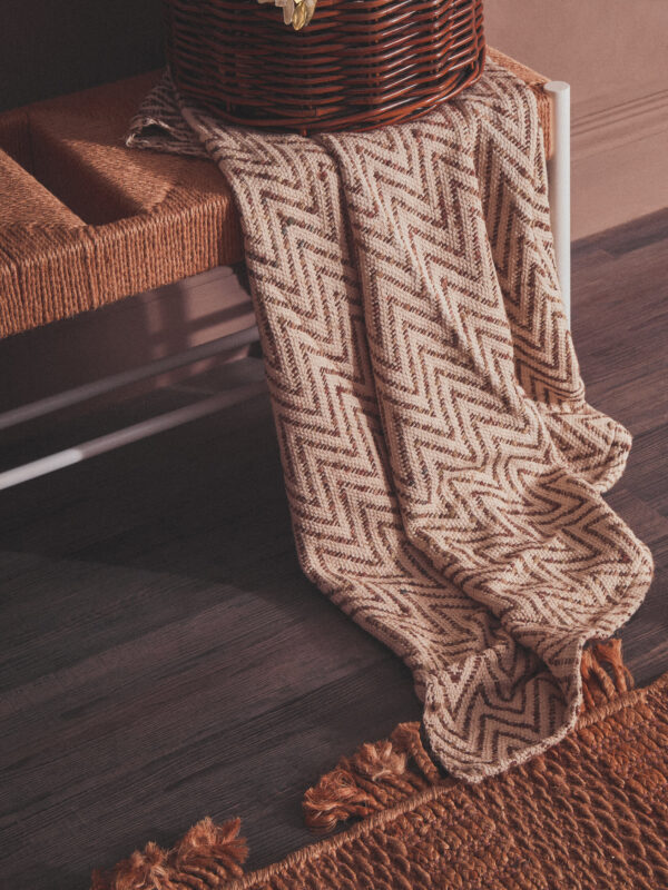 Bosie Chevron Beige Woven Throw