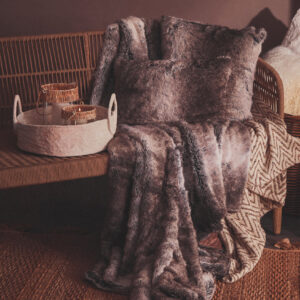 Bosie Lamina Mocha Ombre Square Fur Cushion