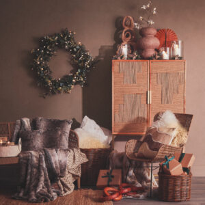 Bosie Lamina Grey And Natural Fur Throw