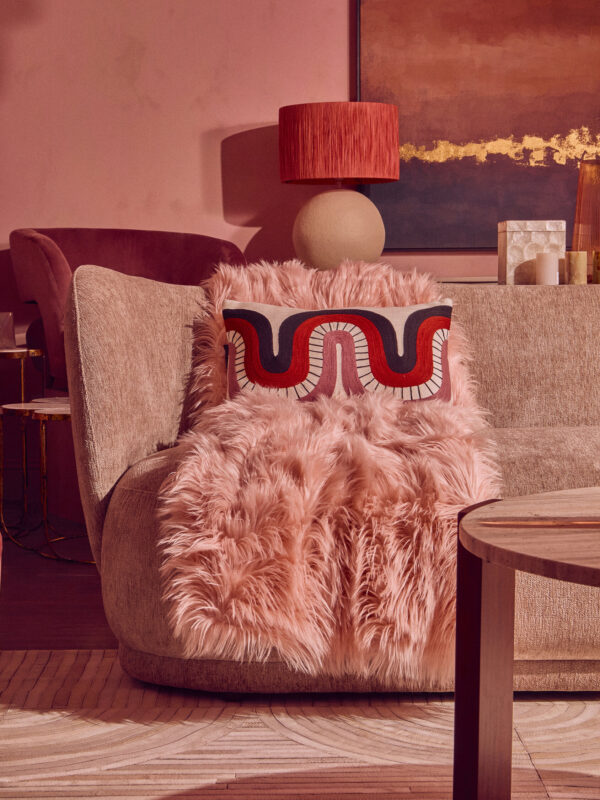 Bosie Lamina Pink Faux Fur Throw