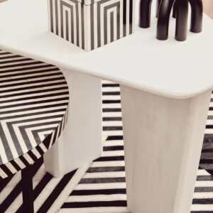 Bosie Safira Small Black And White Hair on Leather Rug