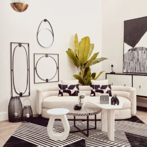 Bosie Ozella  Rectangular Natural and Black Cushion