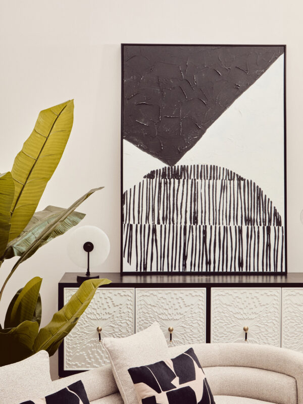 Bosie Ozella  Rectangular Natural and Black Cushion