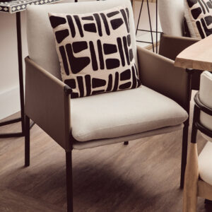 Gilden White Fabric and Brown Faux Leather Dining Chair