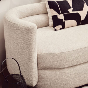Oratino Ivory Linen 3 Seater Curved Sofa