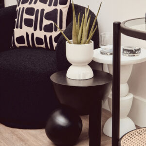 Oliveto Black Boucle Curved Swivel Armchair