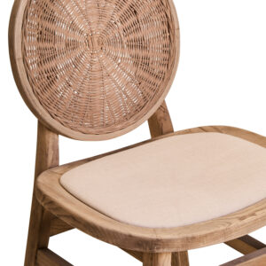 Cebu Beige Fabric and White Wash Elm Wood Dining Chair