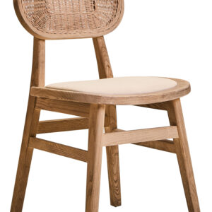 Cebu Beige Fabric and Grey Wash Elm Wood Dining Chair