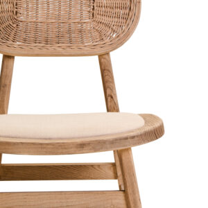 Cebu Beige Fabric and Grey Wash Elm Wood Dining Chair