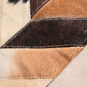 Bosie Safira Large Brown Hair on Leather Chevron Patchwork Rug