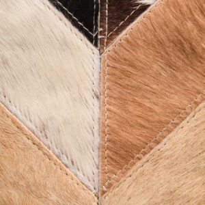 Bosie Safira Large Brown Hair on Leather Chevron Patchwork Rug