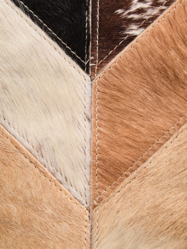 Bosie Safira Large Brown Hair on Leather Chevron Patchwork Rug