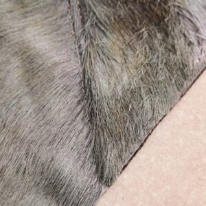 Bosie Safira Small Grey Hair on Leather Chevron Patchwork Rug