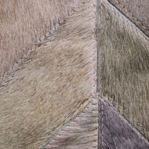 Bosie Safira Small Grey Hair on Leather Chevron Patchwork Rug