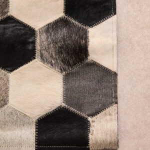 Bosie Safira Large Hair on Leather Hexagon Patchwork Rug