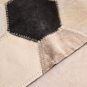 Bosie Safira Large Hair on Leather Hexagon Patchwork Rug