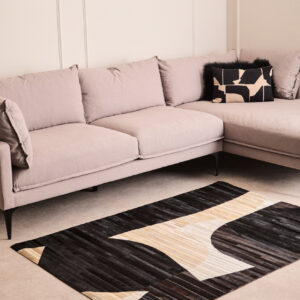 Bosie Safira Small Abstract Hair On Leather Rug