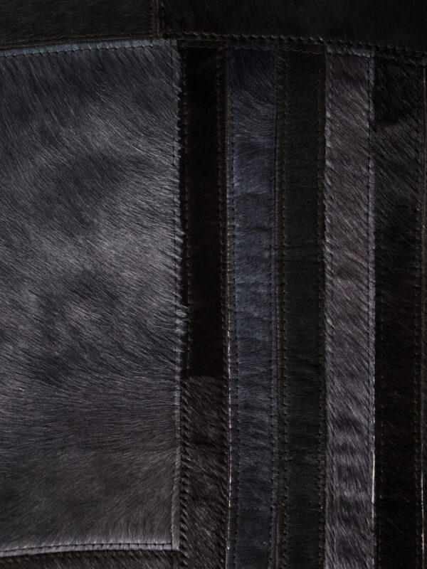 Bosie Safira Small Black And Grey Deco Hair on Leather Rug