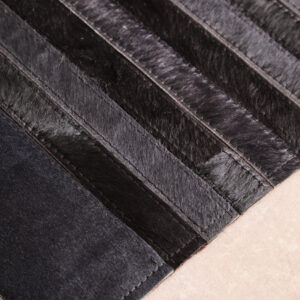 Bosie Safira Small Black And Grey Deco Hair on Leather Rug