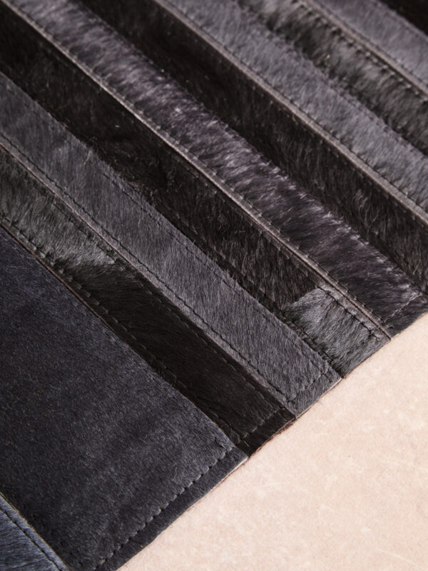 Bosie Safira Small Black And Grey Deco Hair on Leather Rug