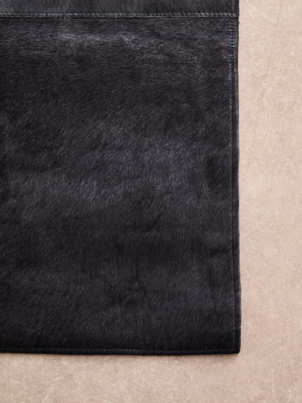 Bosie Safira Small Black And Grey Deco Hair on Leather Rug