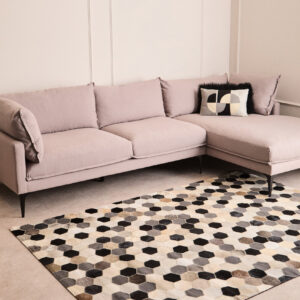 Bosie Safira Large Hair on Leather Hexagon Patchwork Rug