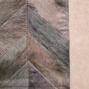 Bosie Safira Small Grey Hair on Leather Chevron Patchwork Rug