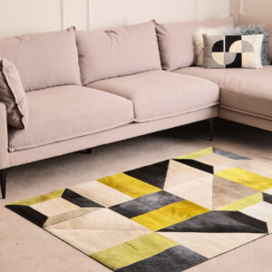Bosie Safira Small Abstract Hair on Leather Patchwork Rug