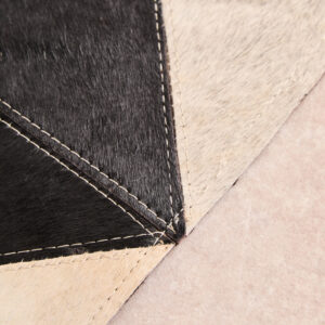 Bosie Safira Small Abstract Hair on Leather Patchwork Rug