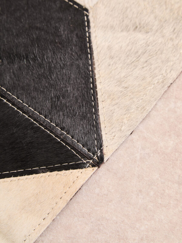 Bosie Safira Small Abstract Hair on Leather Patchwork Rug