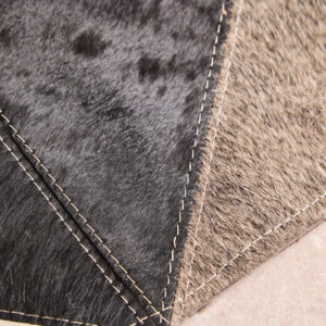 Bosie Safira Large Abstract Hair on Leather Patchwork Rug