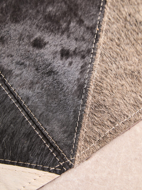 Bosie Safira Large Abstract Hair on Leather Patchwork Rug
