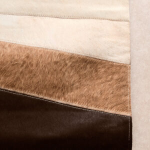Bosie Safira Small Geometric Striped Hair on Leather Patchwork Rug