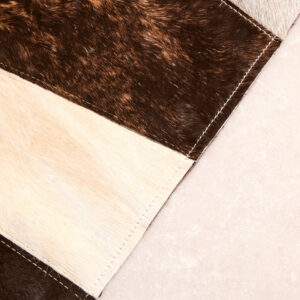 Bosie Safira Small Geometric Striped Hair on Leather Patchwork Rug