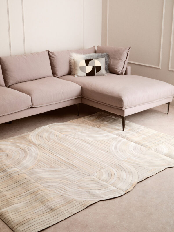 Bosie Safira Large Natural Hair On Leather Rug