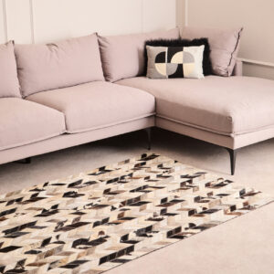 Bosie Safira Small Hair on Leather Chevron Patchwork Rug