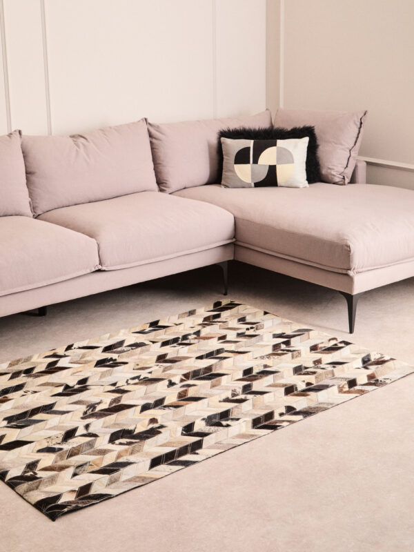 Bosie Safira Small Hair on Leather Chevron Patchwork Rug