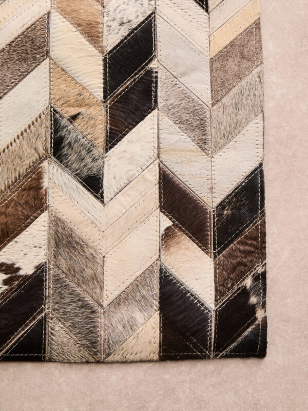 Bosie Safira Small Hair on Leather Chevron Patchwork Rug