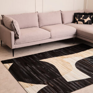 Bosie Safira Large Abstract Hair On Leather Rug