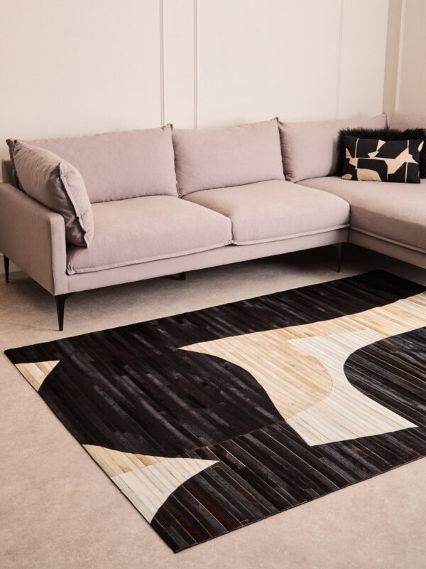 Bosie Safira Large Abstract Hair On Leather Rug