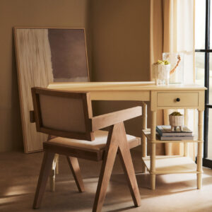 Cebu Ivory Fabric and Grey Wash Beech Wood Dining Chair