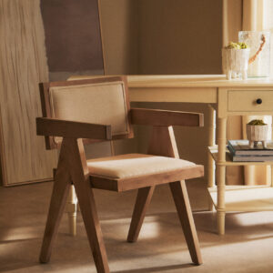 Cebu Ivory Fabric and Grey Wash Beech Wood Dining Chair