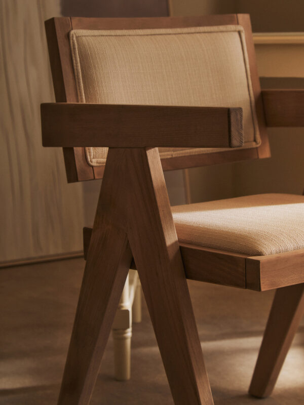 Cebu Ivory Fabric and Grey Wash Beech Wood Dining Chair