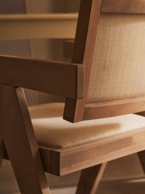 Cebu Ivory Fabric and Grey Wash Beech Wood Dining Chair