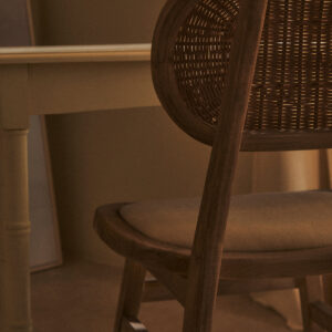 Cebu Beige Fabric and Grey Wash Elm Wood Dining Chair