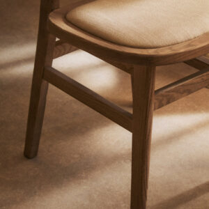 Cebu Beige Fabric and Grey Wash Elm Wood Dining Chair